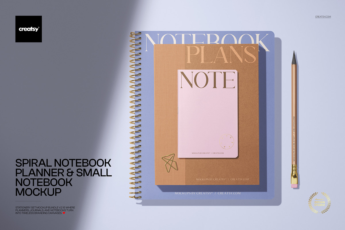 Notebook, Planner & Notebook Mockup, a Merchandise Mockup by creatsy5 (Photo 1 of 6)