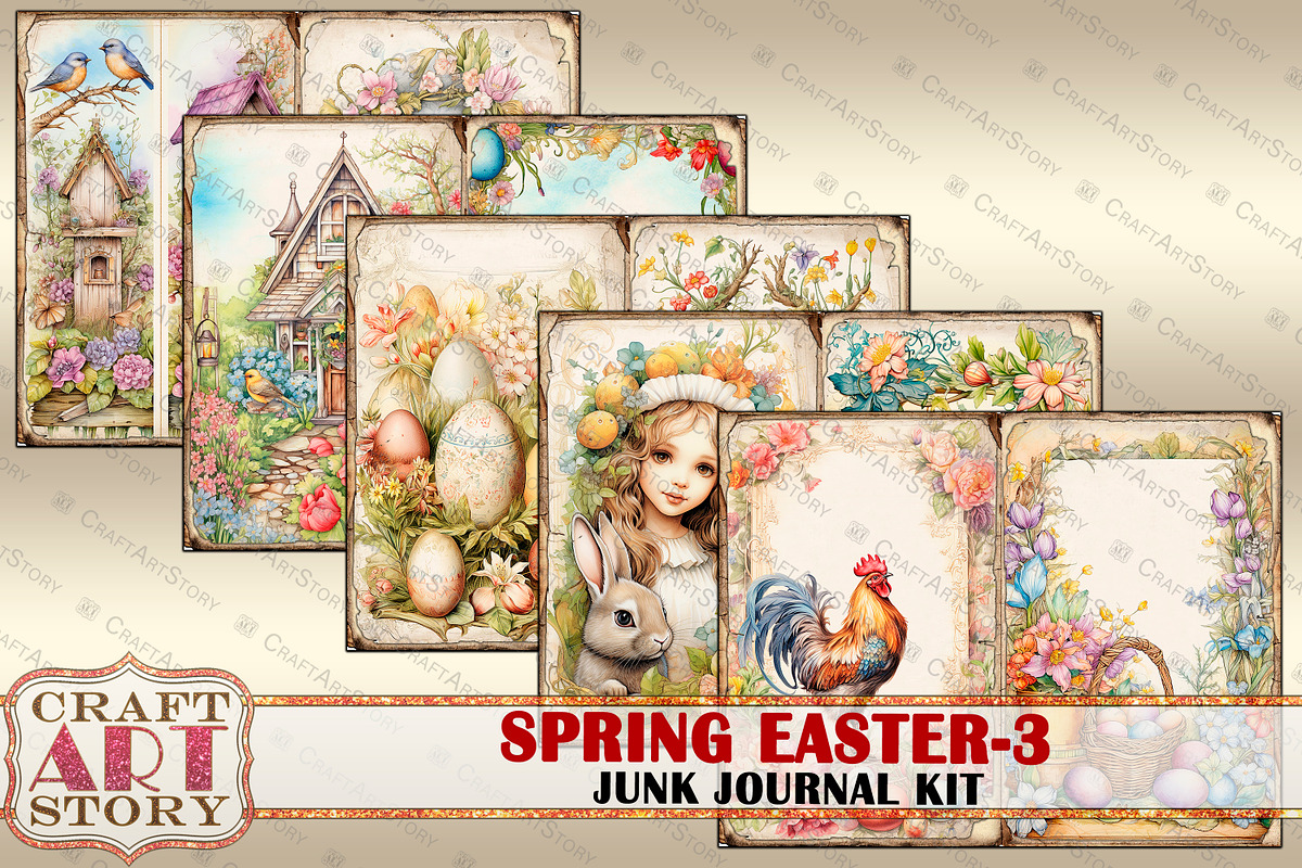 Spring Easter-3 junk journal Kit, a Seasonal Illustration by CraftArtStory (Photo 2 of 6)