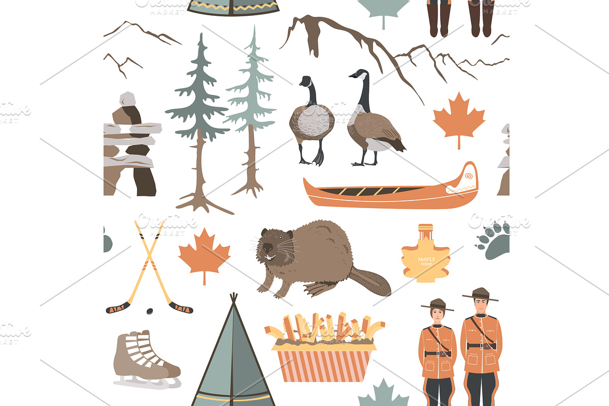 Seamless pattern with Canadian, an Object Illustration by Toltemara