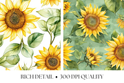Watercolor Sunflowers Patterns, a Pattern Graphic by Artful Assets Boutique (Thumbnail 3 of 4)