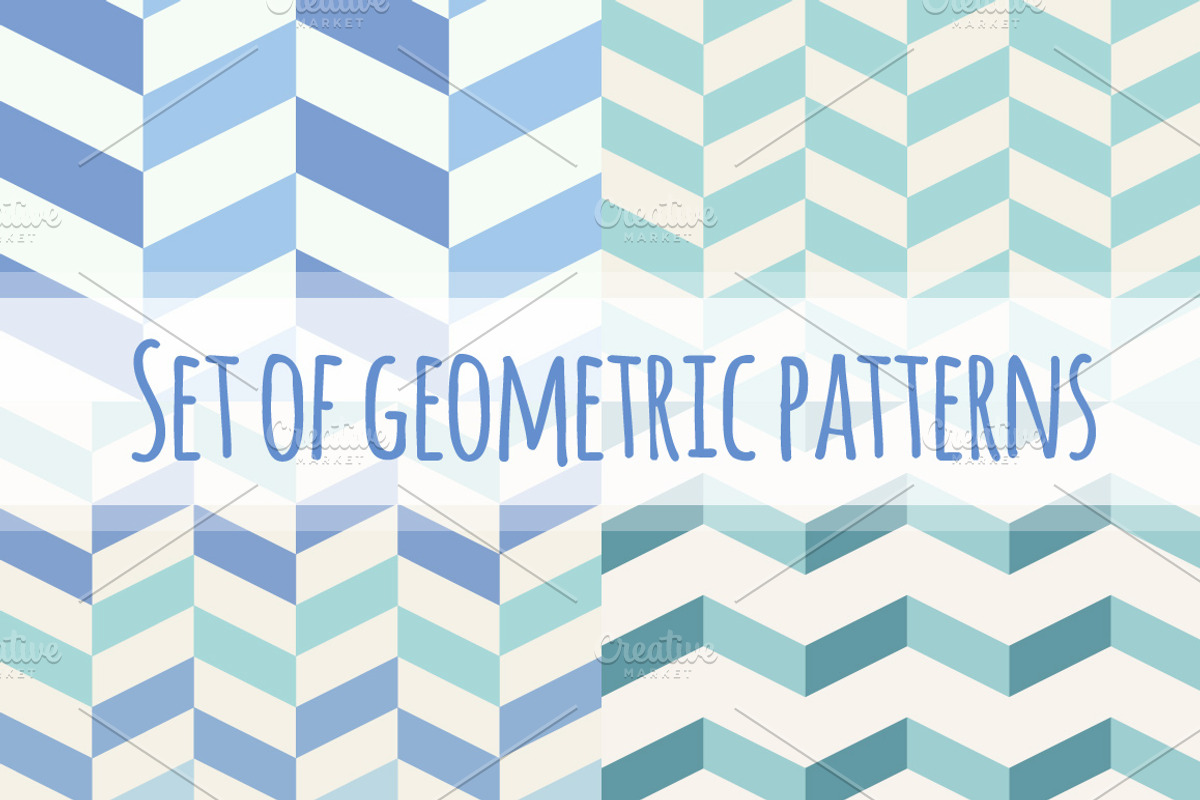 Set of blue geometric patterns