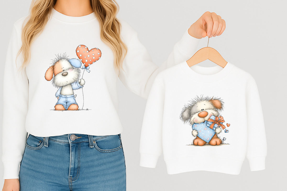 Whimsical Valentine Fluffy Dog Clipa, an Illustration by designcity5 (Photo 5 of 5)