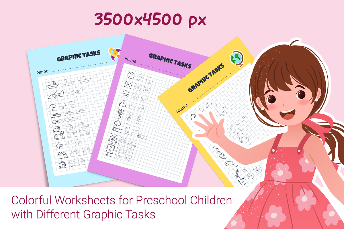 38 Graphic Drawing tasks for Kids, an Education Illustration by IuliiaSavko (Photo 3 of 8)