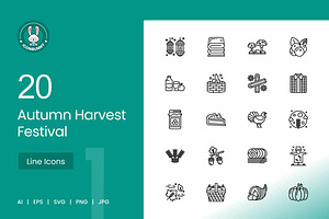 Autumn Harvest Line Icons, an Icon by IconBunny