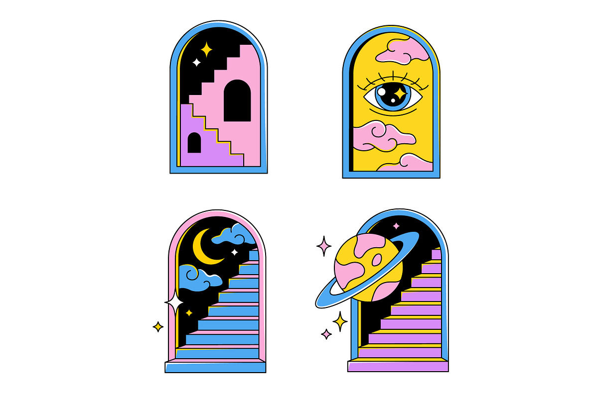 Surreal arch doors and windows, an Illustration by Cmeree