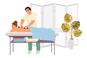 A skilled therapist applies hot, an Object Illustration by SiberianArt
