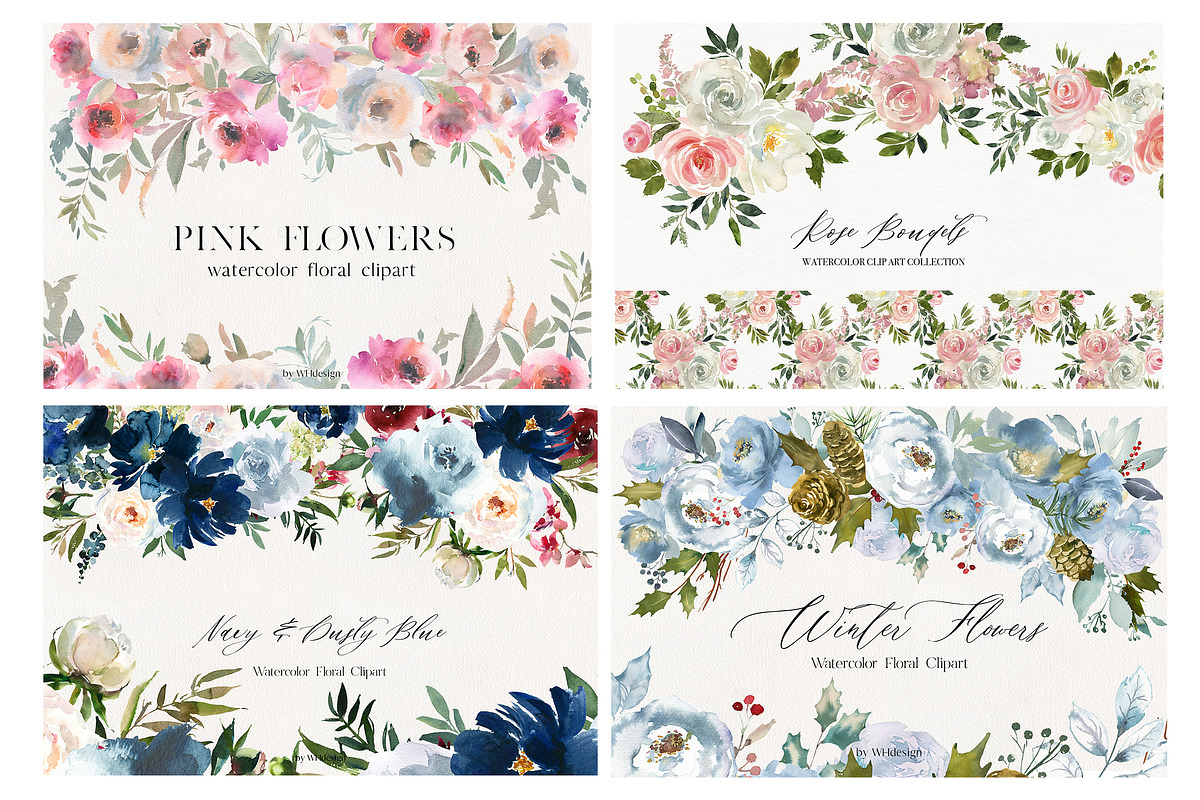 Watercolor Floral Bundle 90 in1, an Animal Illustration by whiteheartdesign (Photo 49 of 50)