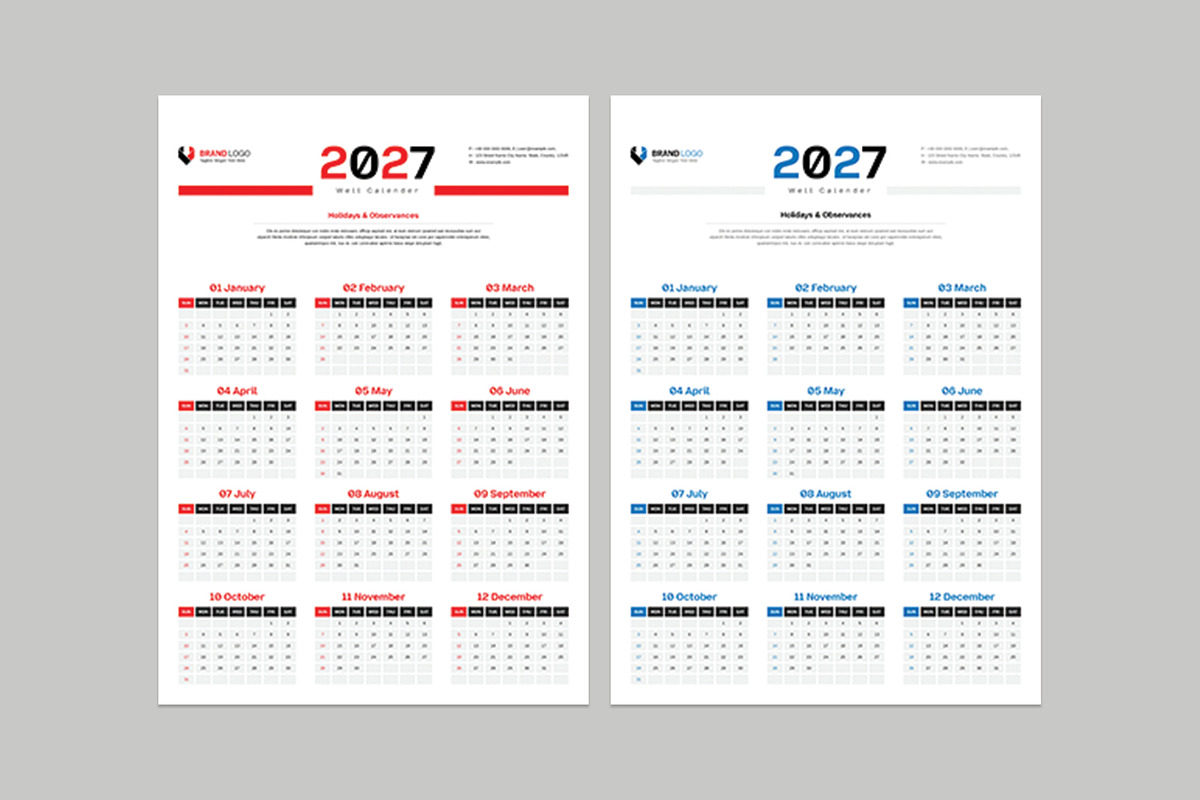 Wall Calendar 2027, a Stationery Template by Cleffon_Graphic_Studio (Photo 2 of 3)