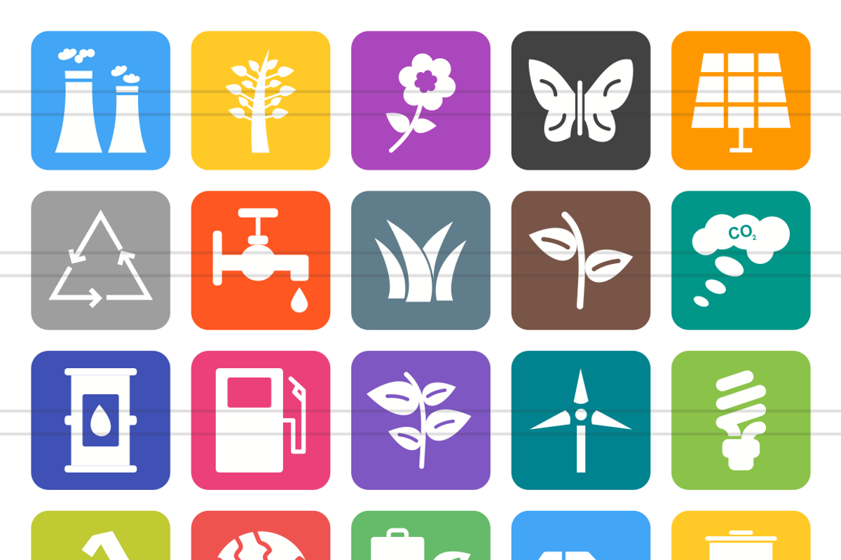 50 Ecology Flat Round Corner Icons preview 2