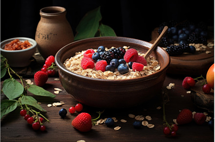Nutritious Muesli oats fruits, a Food & Drink Photo by Ylivdesign