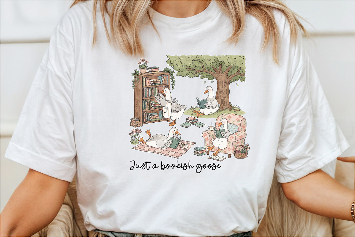 Just a Bookish Goose Reading PNG, an Education Illustration by Rose Art (Photo 4 of 4)
