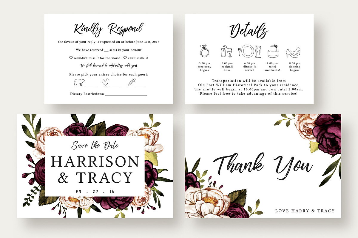 Bold & Stylish Floral Wedding Suite, an Invitation Template by Knotted Design (Photo 2 of 4)