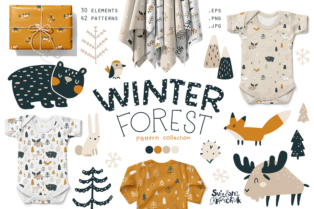Winter Forest pattern collection, a Pattern Graphic by Svitlana Kharchuk (Photo 1 of 9)