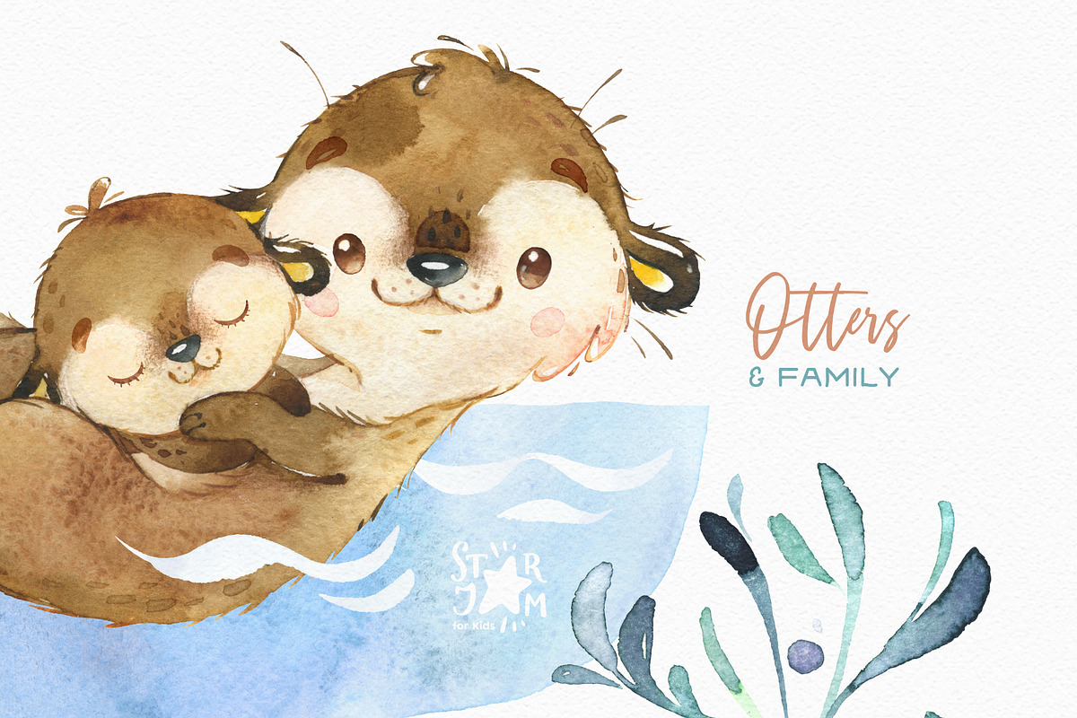 Otters & Family. Sea Collection, an Animal Illustration by StarJam (Photo 4 of 4)