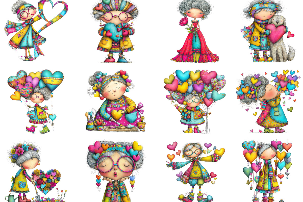 Quirky Elderly Valentine Woman, an Illustration by Designking (Photo 2 of 4)