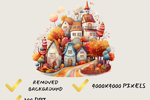 AUTUMN CANYLAND VILLAGE CLIPART