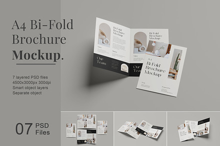 A4 Bi-Fold Brochure Mockup, a Print Template by Pexelcorner
