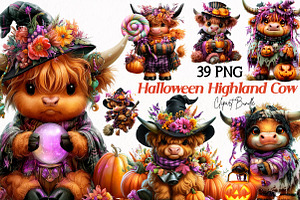 Halloween Highland Cow Clipart