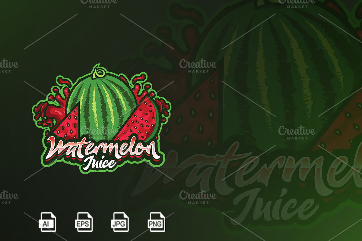 Watermelon Mascot Logo Template, a Branding & Logo Template by HasnainGFX (Photo 1 of 3)