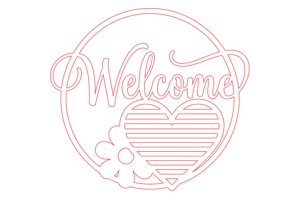 Welcome Heart Flower Laser Cut SVG, an Object Graphic by DreamCafeArt (Photo 2 of 3)