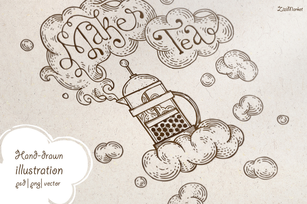 Hand drawn illustation Make tea, an Illustration by ZiziMarket