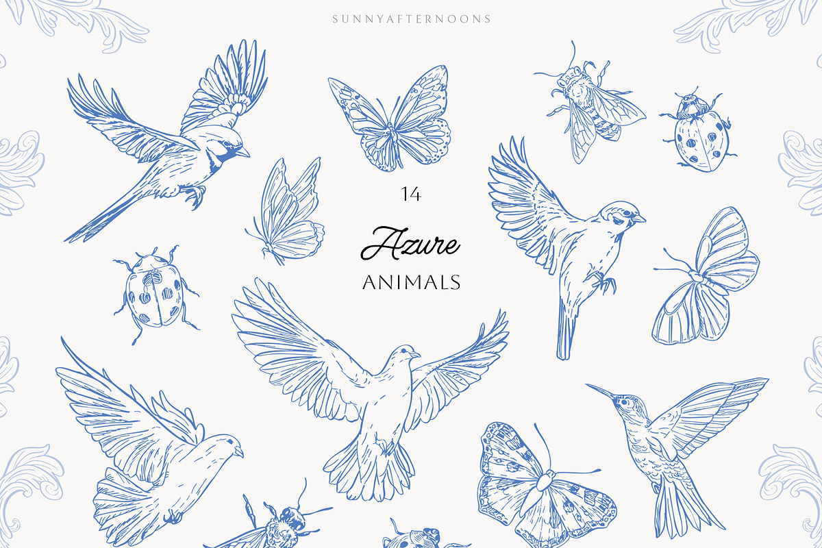 Azure Baroque LineArt, a Decorative Illustration by SunnyAfternoons (Photo 7 of 15)