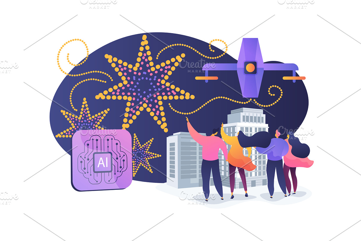 Multi-Drone Formation abstract, a Technology Illustration by Visual Generation