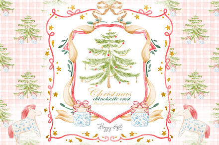 Christmas Chinoiserie Crest, an Illustration by TheHappyGiftArt