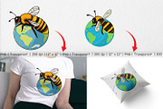 Bee with Earth Clipart, a Graphic by Artnoy (Thumbnail 3 of 5)