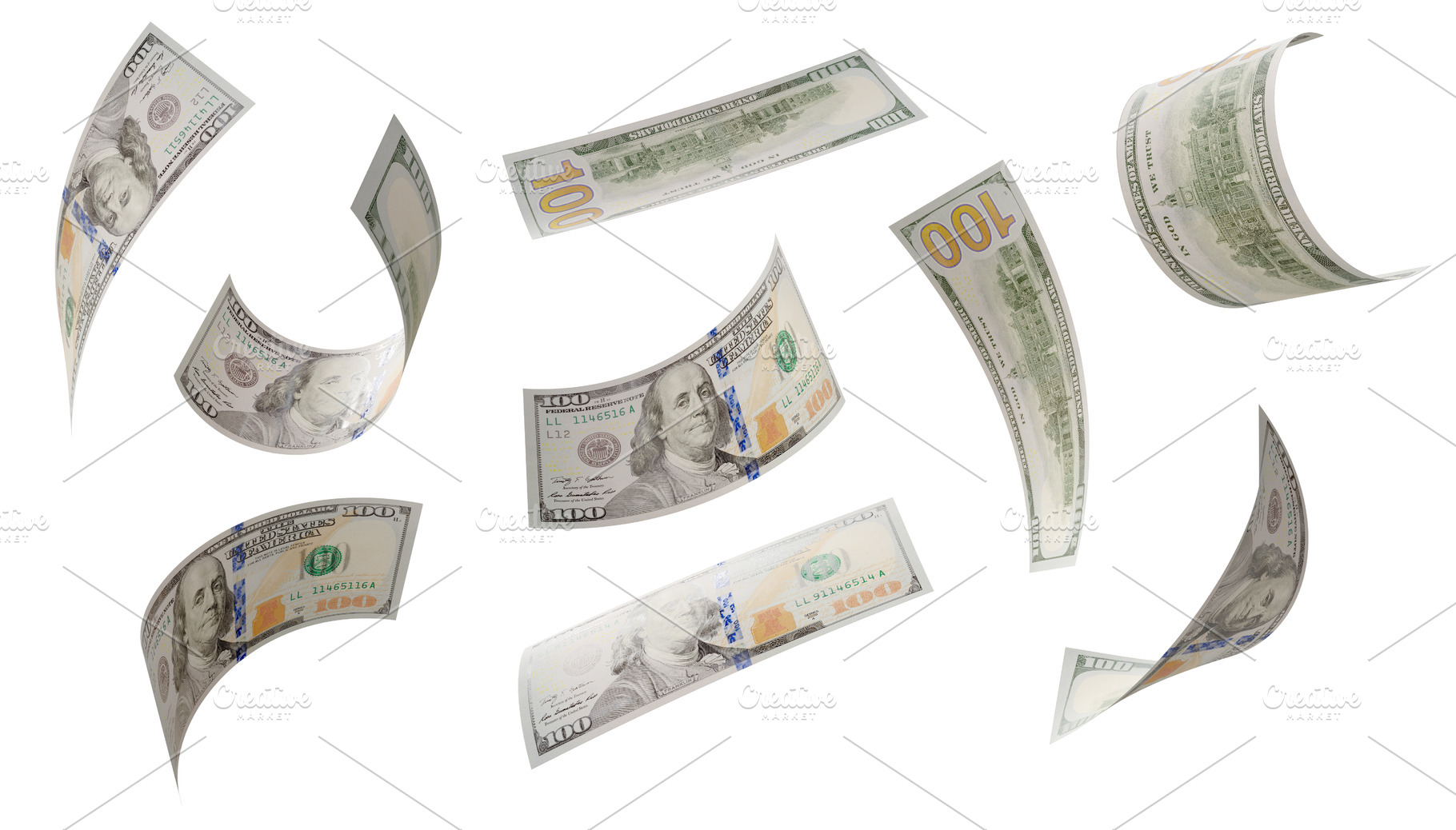 Falling U.S. 100 Dollar Bills, a Business Photo by Andy Dean Photography
