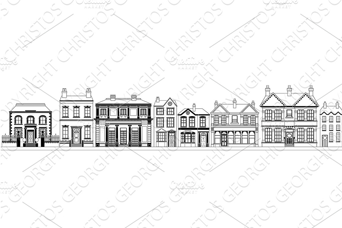 Houses Buildings Street Silhouette, an Object Illustration by Christos Georghiou