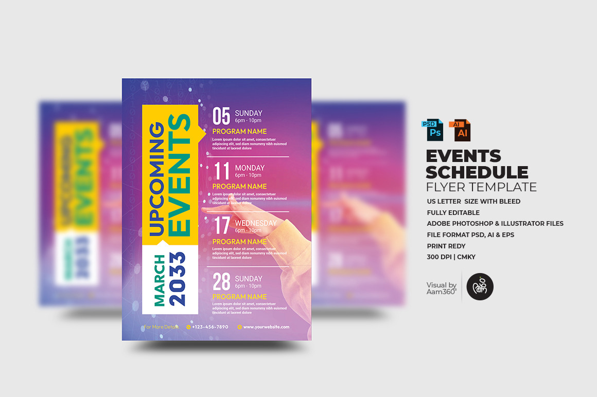 Events Schedule Flyer Template, a Flyer Template by Aam360
