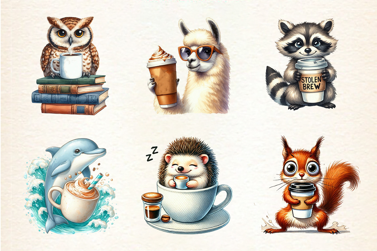 Funny coffee Animals, an Illustration by DreamArtGraphic (Photo 3 of 4)