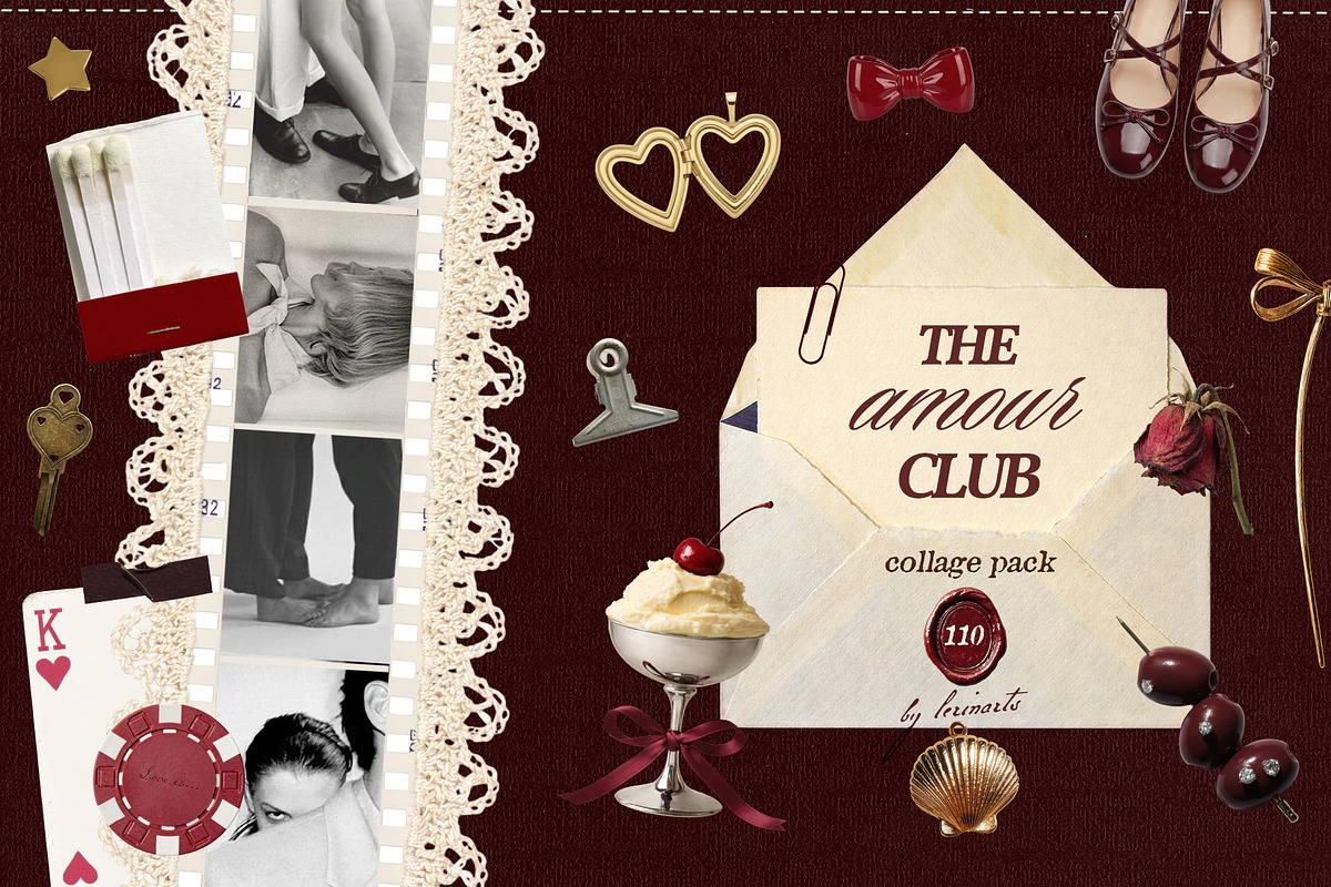 The Amour Club Romantic Collage Pack, an Object Graphic by lerinartstudio (Photo 1 of 9)