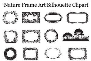 Nature Frame Art Silhouette Clipart, a Graphic by hafijul