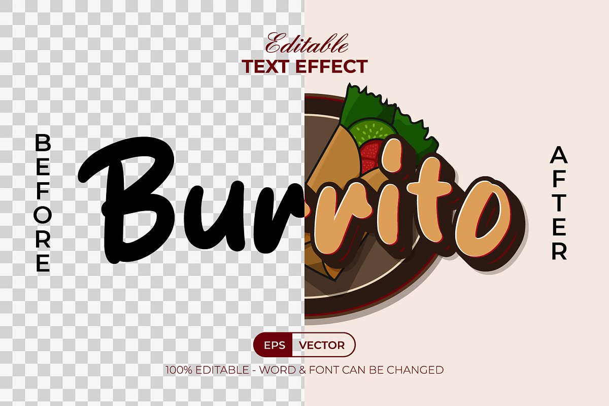 Burrito Text Effect Food Theme Style, a Layer Style Add-On by Mockmenot (Photo 2 of 2)