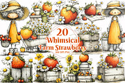 Whimsical Farm Strawberry Clipart, a Seasonal Illustration by OK Design (Thumbnail 1 of 6)