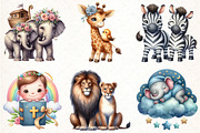 Cute Noah's Ark Watercolor Clip Art, an Illustration by Pixels.Craft (Thumbnail 2 of 7)
