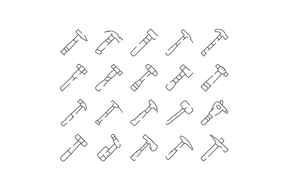 Hammer tools line icons collection, an Object Graphic by pikepicture (Photo 1 of 3)