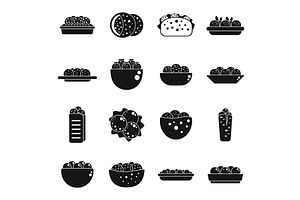 Falafel icons set simple vector, a Food Illustration by Ylivdesign