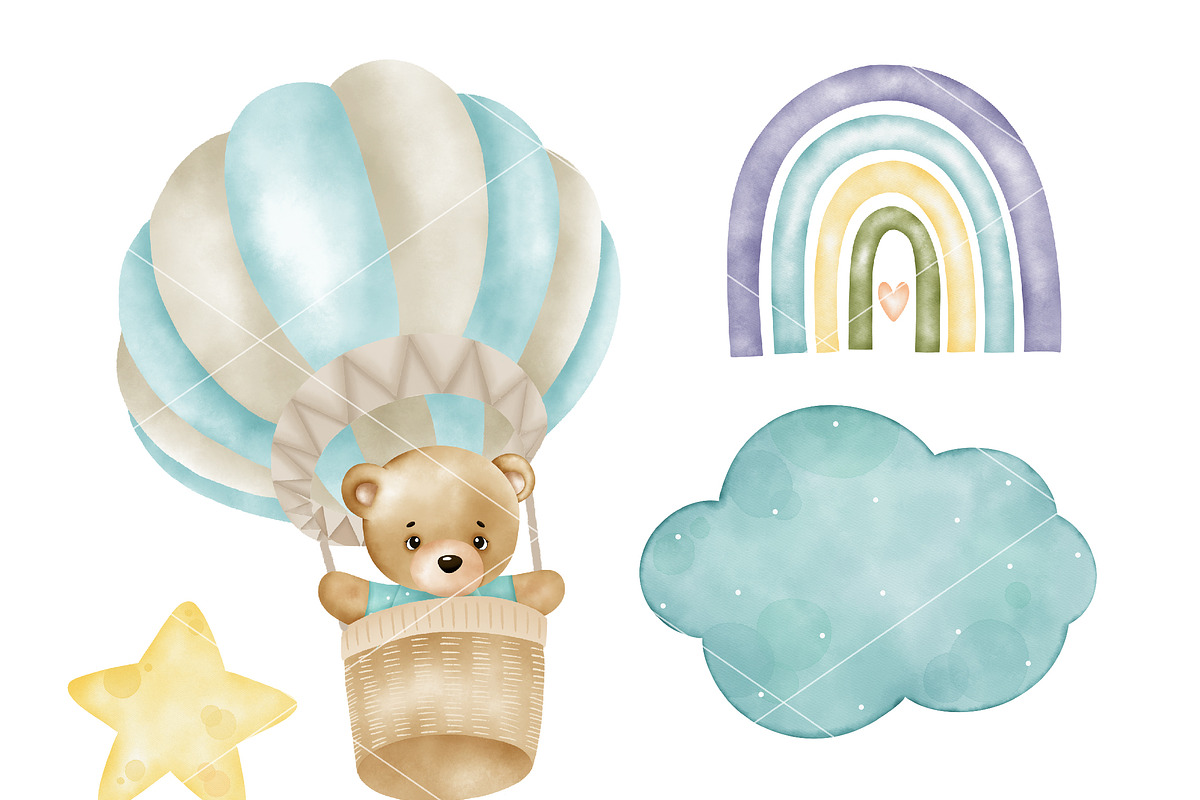 Baby Boy Watercolor clipart, an Animal Illustration by Natalya_Mona_Art (Photo 2 of 10)
