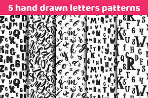 Alphabet letters seamless patterns