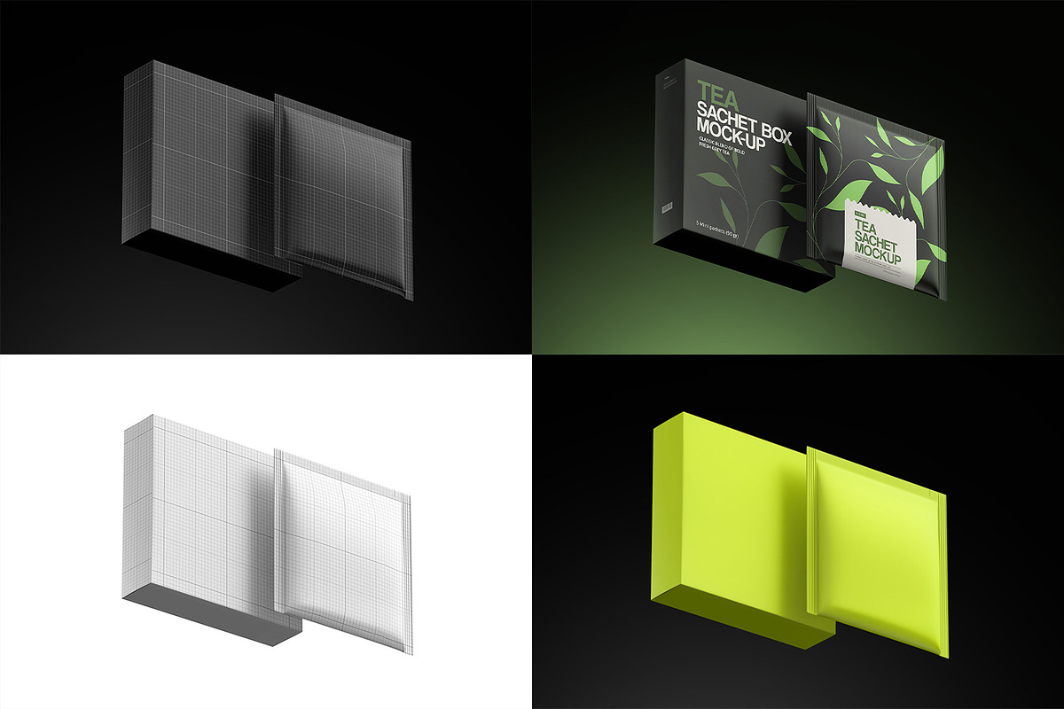 Tea Sachets with Box Mockup, a Packaging Mockup by Ram Studio (Photo 24 of 27)
