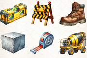 Watercolor Construction Clipart, an Illustration by Libby Wishes (Thumbnail 2 of 7)