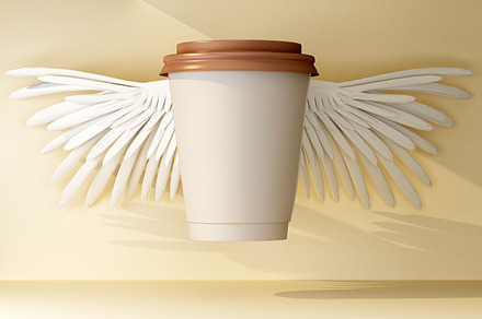 coffee cup mockup with wings