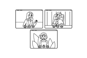 chat webinar video conference woman, a Person Illustration by pikepicture