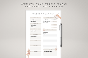 Weekly Planner Page Canva Printable