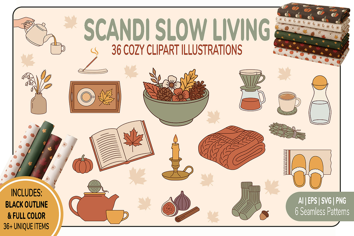 Cozy Autumn Hygge Clipart Vector, an Object Graphic by IrenKlm (Photo 1 of 10)