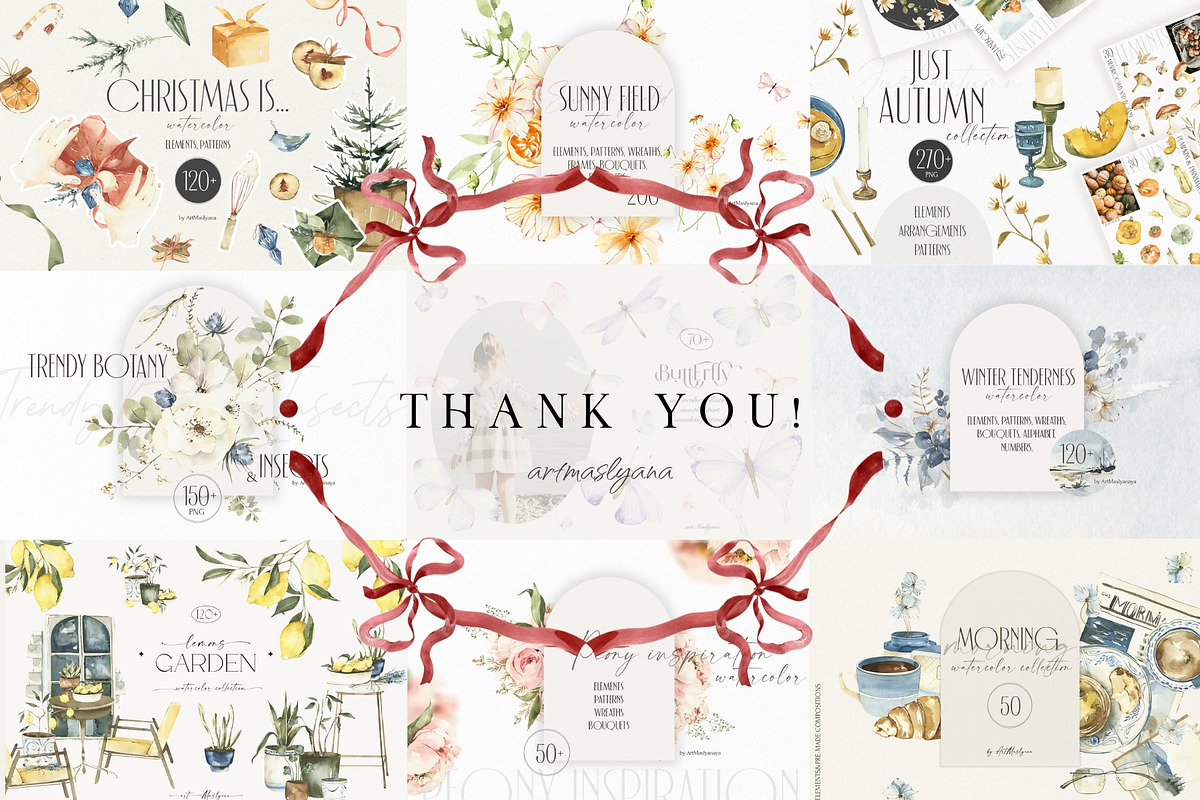 Entire Watercolor Bundle 11 in 1, a Decorative Illustration by ArtMaslyana (Photo 14 of 14)