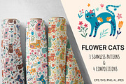 Flower Cats Patterns and composition, a Pattern Graphic by Irina Ostapenko (Thumbnail 1 of 6)